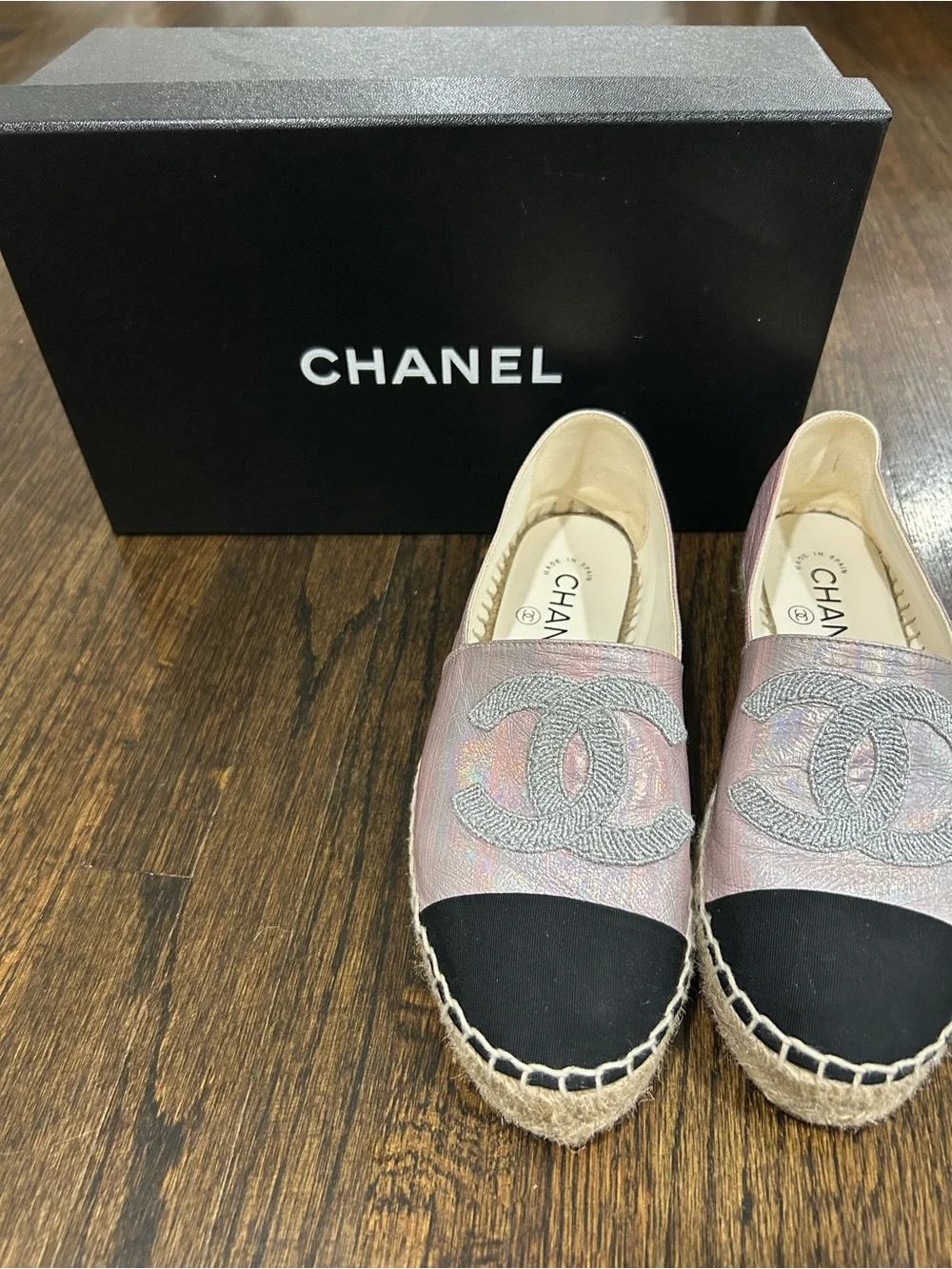 CHANEL espadrilles iridescent